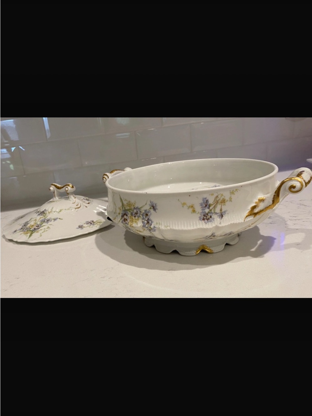 Theodore Haviland Limoges porcelain covered soup tureen / vegetable dish